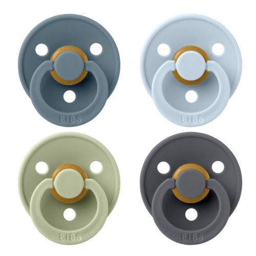 Bibs Colour Latex Pacifier - Size 2: 6-18 Months - Petrol/Sage/BabyBlue/Iron - 4pk: Rubber, BPA-Free