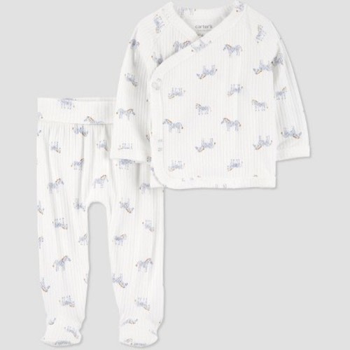 Carter's Just One You® Baby 2pc Zebra Cardigan Set - White, Size: Newborn