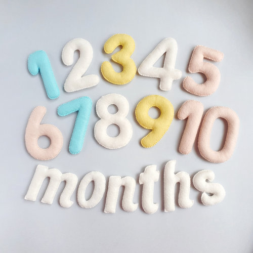 Felt baby neutral gender milestone numbers, Baby bump numbers, Pregnancy gift, Baby shower gift, Baby month tracker, Monthly photo props
