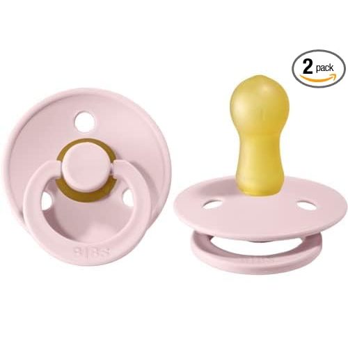 BIBS Pacifiers Colour Collection | Natural Rubber Baby Pacifier | Set of 2 BPA-Free Soothers | Made in Denmark | 0+ Months (Pack of 2) | Blossom