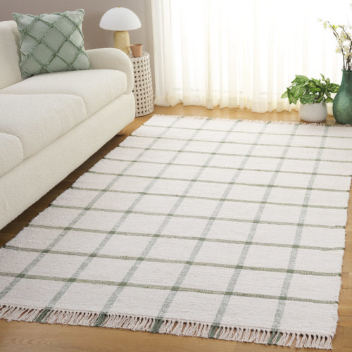 Gracie Oaks Nuriye Handwoven Recycled Cotton Plaid Rug & Reviews | Wayfair