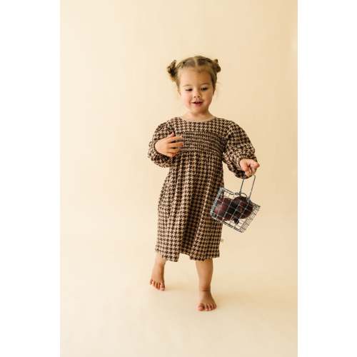 Organic Smocked Dress - Houndstooth