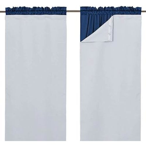 Black Out Window Curtain Liner - Thermal Insulated Blackout Drape Liners for 84 inch Curtains, Blackout Curtain Liners White (W=45 H=77, 2 Pieces, Hooks Included, Greyish White)
