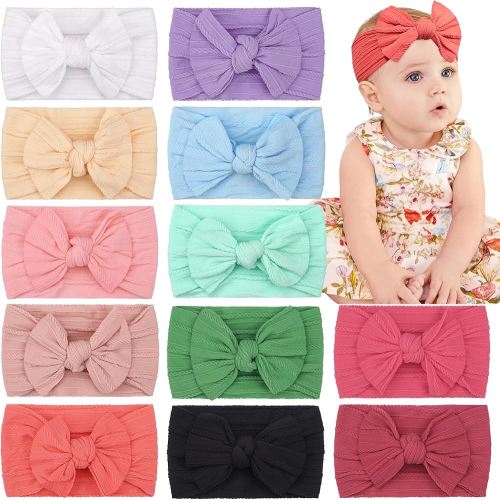 CÉLLOT Super Stretchy Soft Knot Headbands with Hair Bows Head Wrap Hair Accessories For Newborn Baby Girls Infant Toddlers Kids
