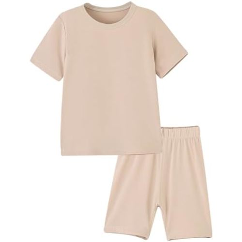 ACESTAR Baby Boys Girls Short Summer Pajamas Sets Viscose from Bamboo Toddler Solid 2pcs Snug Fit Pjs Kids Sleepwear Set