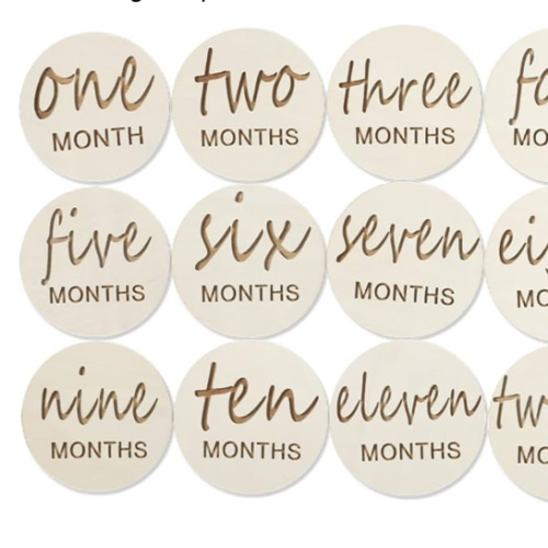 12pcs Wooden Baby Monthly Milestone Cards,Pregnancy and Baby Growth Monthly Milestone Wood Discs,Milestone for Baby Boy,Months Signs Milestone for Baby Girl,Fathers Day Gift