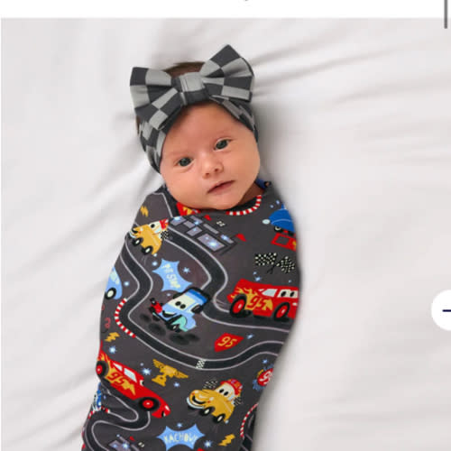 Disney & Pixar Piston Cup Swaddle & Luxe Bow Headband Set | Little Sleepies
