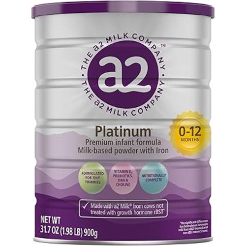 a2 Platinum® Premium Infant Formula for Babies ages 0-12 Months, Milk-Based Powder with Iron. Nutritionally Complete, made with Pure and Natural a2 Milk® - 31.7- oz Can