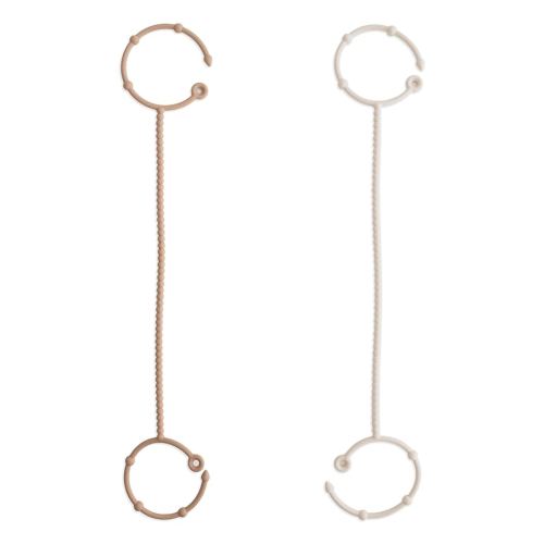 mushie Adjustable Silicone Toy Straps 2-Pack | Baby Accessories Holder for Travel, Stroller, High Chair (Natural/Shifting Sand)