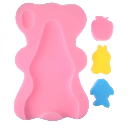 LAMIRO Baby Bath Holder Mesh Pocket Bed Anti-slip Shower Sponge Cushion (Pink)