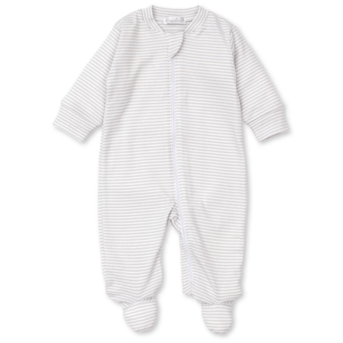 Simple Stripes Silver Zip Footie