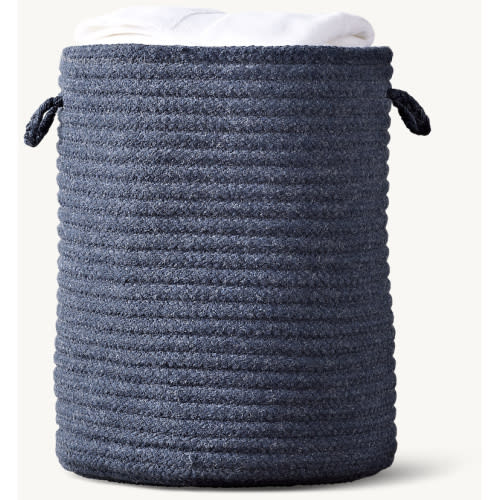 Braided Wool Hamper - Navy | RH