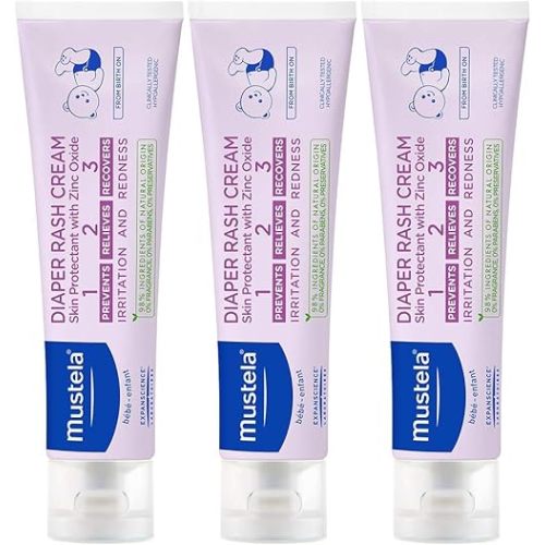 Mustela Baby Diaper Rash Cream 123 - Skin Protectant with Zinc Oxide - Fragrance Free & Paraben Free - with 98% Natural Ingredients - Various Packaging