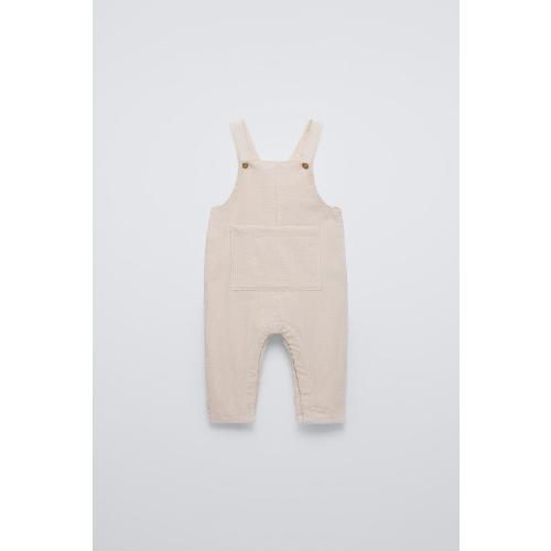 POCKETED CORDUROY OVERALLS - Stone | ZARA United States