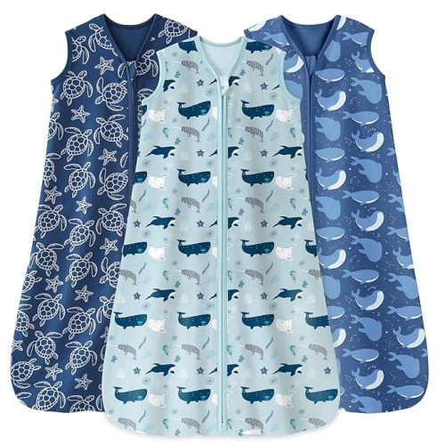 Baby Sleep Sack 6-12 Months 3 Pack 100% Cotton Lightweight 0.5 TOG Wearable Blanket Baby Sleep Bag with 2-Way Zipper for Newborn Infant Shark