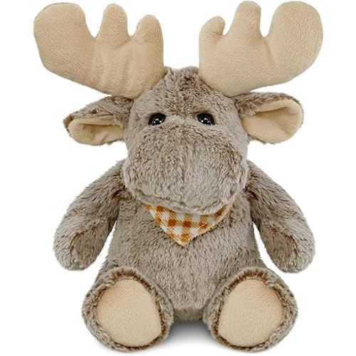 DolliBu Brown Sitting Moose Plush - Super Soft Moose Stuffed Animal, Wildlife Stuffed Moose Plush Toy, Cute Stuffed Animal for Boys And Girls, Plush Moose Gift for Baby, Kids, and Adults - 11 Inches