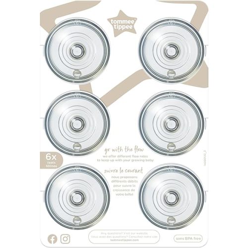 Tommee Tippee Natural Start Baby Bottle Nipples, Fast Flow, 6+ Months, Breast-Like for a Natural Latch, Anti-colic Valve, Soft Silicone, Pack of 6