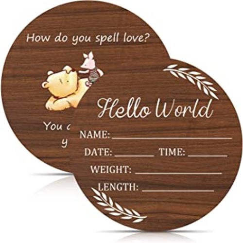 Baby Announcement Sign,Hello World Newborn Sign,Baby Name Sign,Baby Birth Announcement Sign for Photo Prop,Baby Nursery Decor
