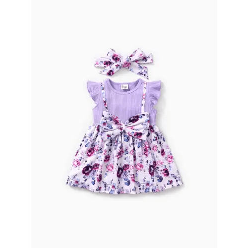 Baby Girl Sweet Faux two Floral Dress with Headband Only $13.99 PatPat US Mobile