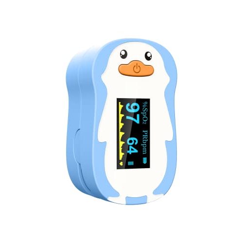 Pulse Oximeter for Kids, Vibeat Fingertip Blood Oxygen Meter with Smart Reminder for Childrens, Infant, Toddlers, Oximeter Finger with Pulse, Heart Rate Monitor for Children, Batteries & Lanyard Included, FSA/HSA Eligible, Blue