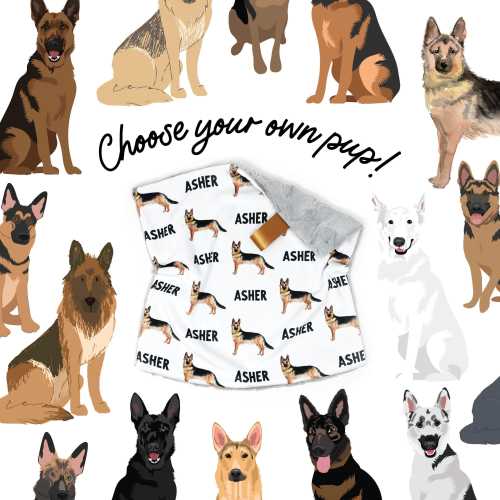 Lovey: Personalized German Shepherd. Dog and Me Baby Gift. Names. Dogs. Puppies. Dog Owner New Parent Gift. Custom Dog Gift. Dog Nursery.