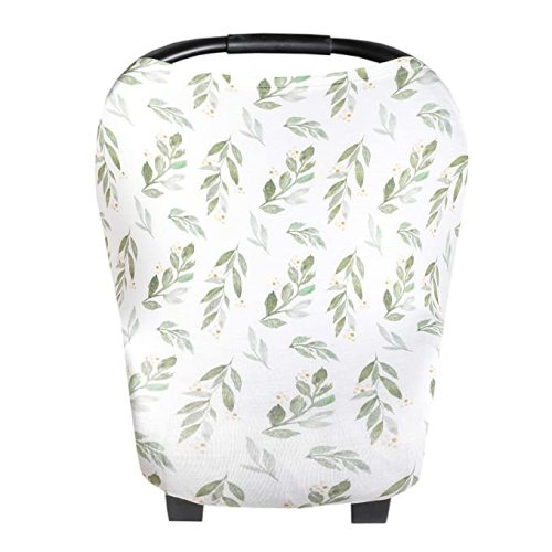 Baby Car Seat Cover Canopy and Nursing Cover Multi-Use Stretchy 5 in 1 Gift "Fern" by Copper Pearl