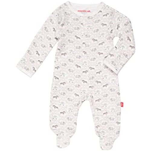 Magnetic Me Footie Pajamas - 100% Organic Cotton Baby Pajamas - Quick Magnetic Fastener Sleeper for Baby Boy and Girl