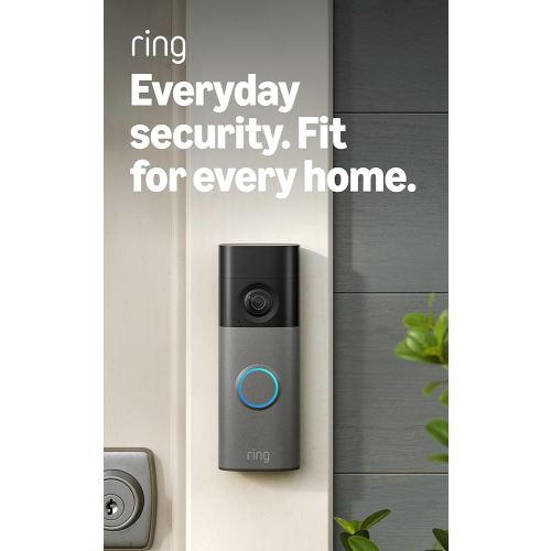 Ring Battery Doorbell (newest model) — Retinal 2K with wide-angle video, up to 6x Enhanced Zoom, Two-Way Talk, and Built-In Battery, Speckled Gray