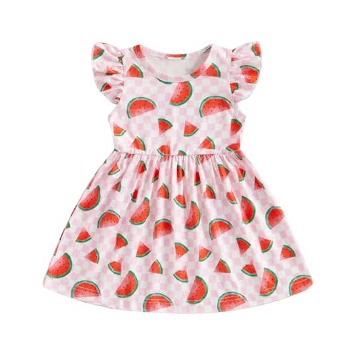 Faithtur Toddler Baby Girls' Dresses Kid Little Girls Summer Outfit Casual Cartoon Round Neck A-Line Beach Dresses