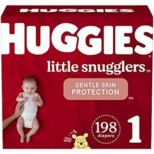 Baby Diapers Size 1 (8-14 lbs), 198ct, Huggies Little Snugglers Newborn Diapers