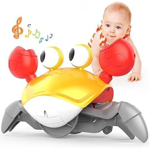 Yeaye Crawling Crab Baby Toys Infant - Tummy Time Toy Gifts for 3 4 5 6 7 8 9 10 11 12 Boy Girl with Learning Crawl System Music for 0-6 6-12 12-18 36 Months Walking Toddler Birthday Gift(Orange)