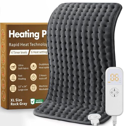Heating Pad for Back, Neck, Shoulder Pain & Cramps Relief, Electric Heating Pad with 6 Heat Settings, Auto-Off, Moist Dry Heat Options, Fathers Day for Dad Husband, Mens Gifts for Dad Husband Him