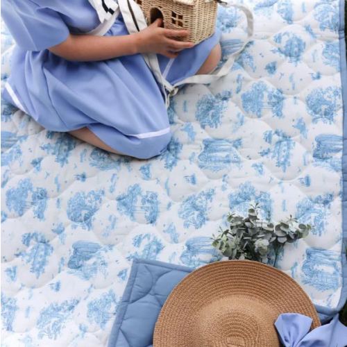 Spring Toile Blue Quilted Playmat