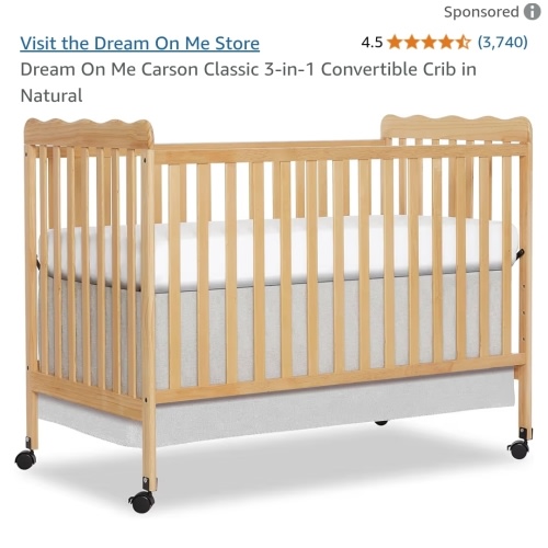 Dream On Me Carson Classic 3-in-1 Convertible Crib in Natural