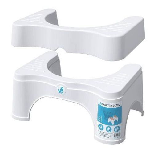 7"-9" Adjustable 2.0 Toilet Stool White - Squatty Potty: Ergonomic Bathroom Step Stool, 350 lb Capacity, No Assembly Required
