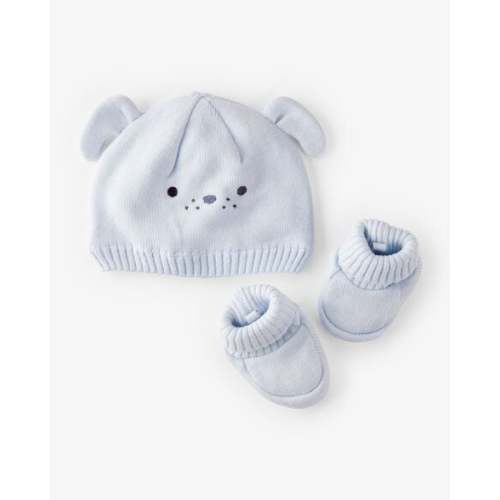 Baby 2-Piece Puppy Crochet Booties & Hat - Blue - Carter's | Carter's