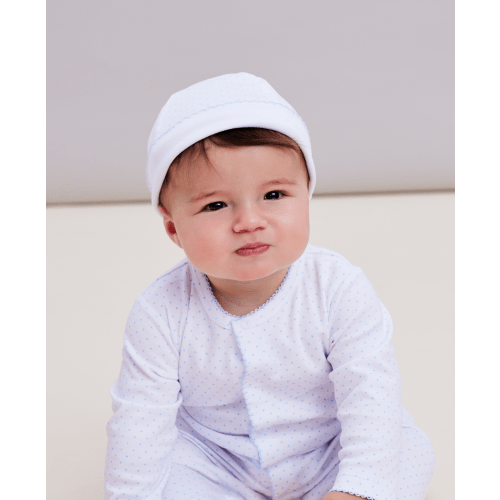 White/Blue New Kissy Dots Print Hat