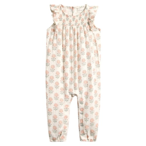 Smocked Cotton Gauze Romper