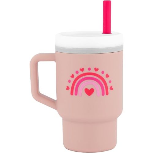 Infantino My 1st Tumbler Limited Edition Pink Hearts – Adorable Miniature Tumbler with Leak-Resistant Straw and Toddler-Friendly Handle, Encourages Hydration, Easy to Clean, 9 fl. oz, Pink