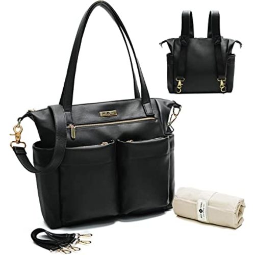 miss fong Diaper Bag Tote Baby Bag Leather Diaper Bag Backpack Large Diaper Tote Bag for girls & boys Diaper Bag Purse with 11 Diaper Bag Organizer,Changing Pad, Stroller Straps,4 Insulated Pockets
