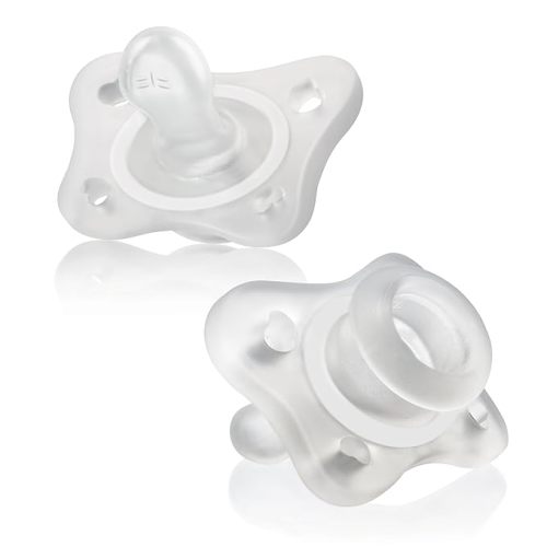 Chicco PhysioForma 100% Soft Silicone Mini One Piece Pacifier for Babies 0-2 Months | BPA & Latex Free | Reusable Sterilizing Case | 2pk