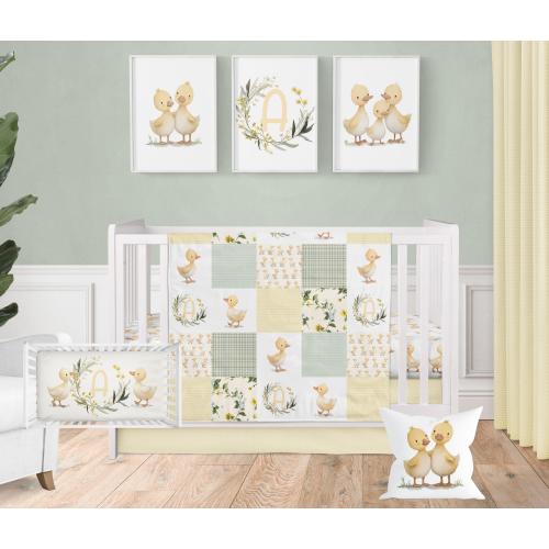 Duck Nursery Bedding Set: Minky Blanket, Crib Sheet & Pillow - Farm Decor
