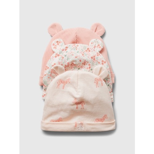 Baby First Favorites Beanie (3-Pack) in pink dust, size: 0-3 M