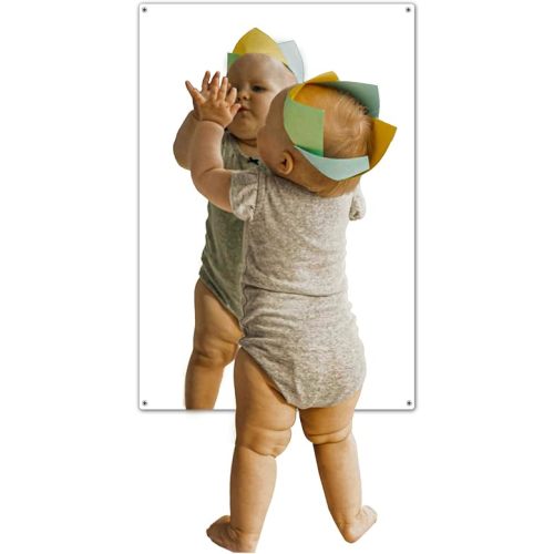 Pull and Stair Unbreakable Kids Wall Mirror - Heavy Duty Plexiglass Acrylic, Rounded Corners, Hardware Included - 1 pc Set