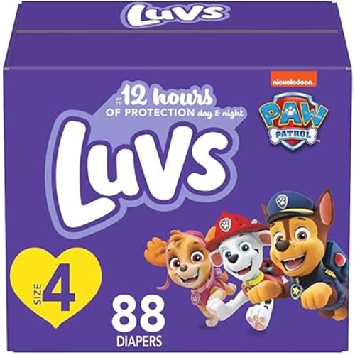Luvs Size 4 Baby Diapers, Platinum Protection Bluey Diapers for Day & Night, Size 4, 198 Count (Packaging May Vary)