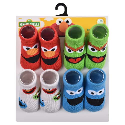 Sesame Street Baby Boys' 4 Pack Character Socks, Multi (18-24M)