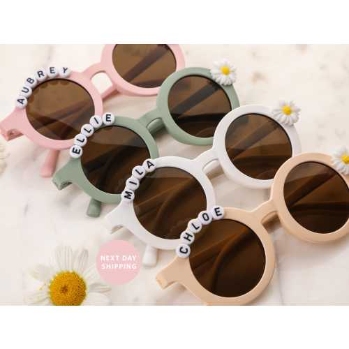 Floral Daisy Girls Personalized Name Sunglasses | Toddler Gift | Kids Gift | Babies Gift | Baby Girl Personalized Birthday Gift Sunglasses