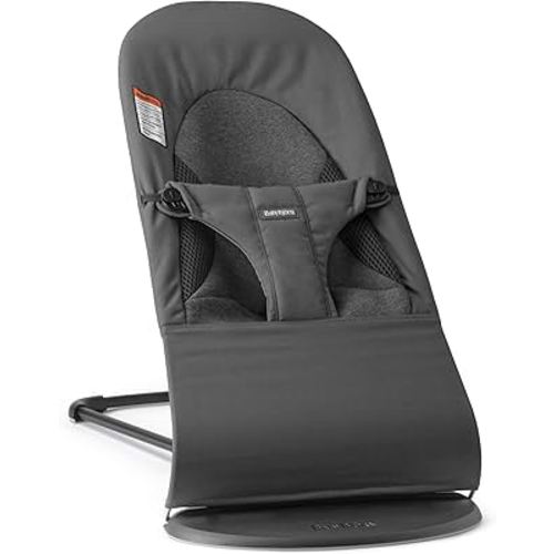 BabyBjörn Bouncer Balance Soft, Dark Gray, Woven/Jersey, Tri-Fabric | 2-in-1 Adjustable Baby Bouncer Seat and Toddler Chair, Newborn to Toddler (8-29 lbs), 4 Positions, Lightweight & Portable