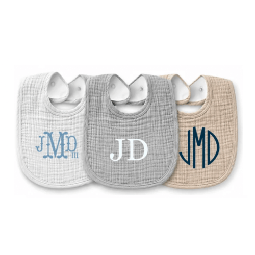 Victoria Milton- Set of Three Muslin Bibs – AHA Designs