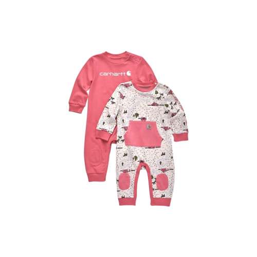 Carhartt Pink Lemonade Long-Sleeve Coveralls 2-Piece Set for Babies